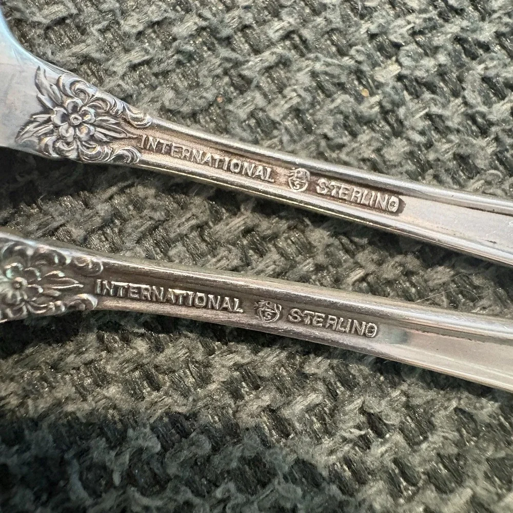SET TWO International Sterling Silver Prelude Demitasse Spoon 4.25